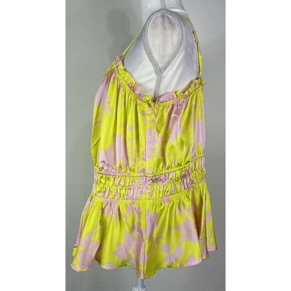 Torrid Peplum Square Neck Crop Cami Pink & Lime Yellow Plus Size 2X (18-20) - Picture 9 of 12